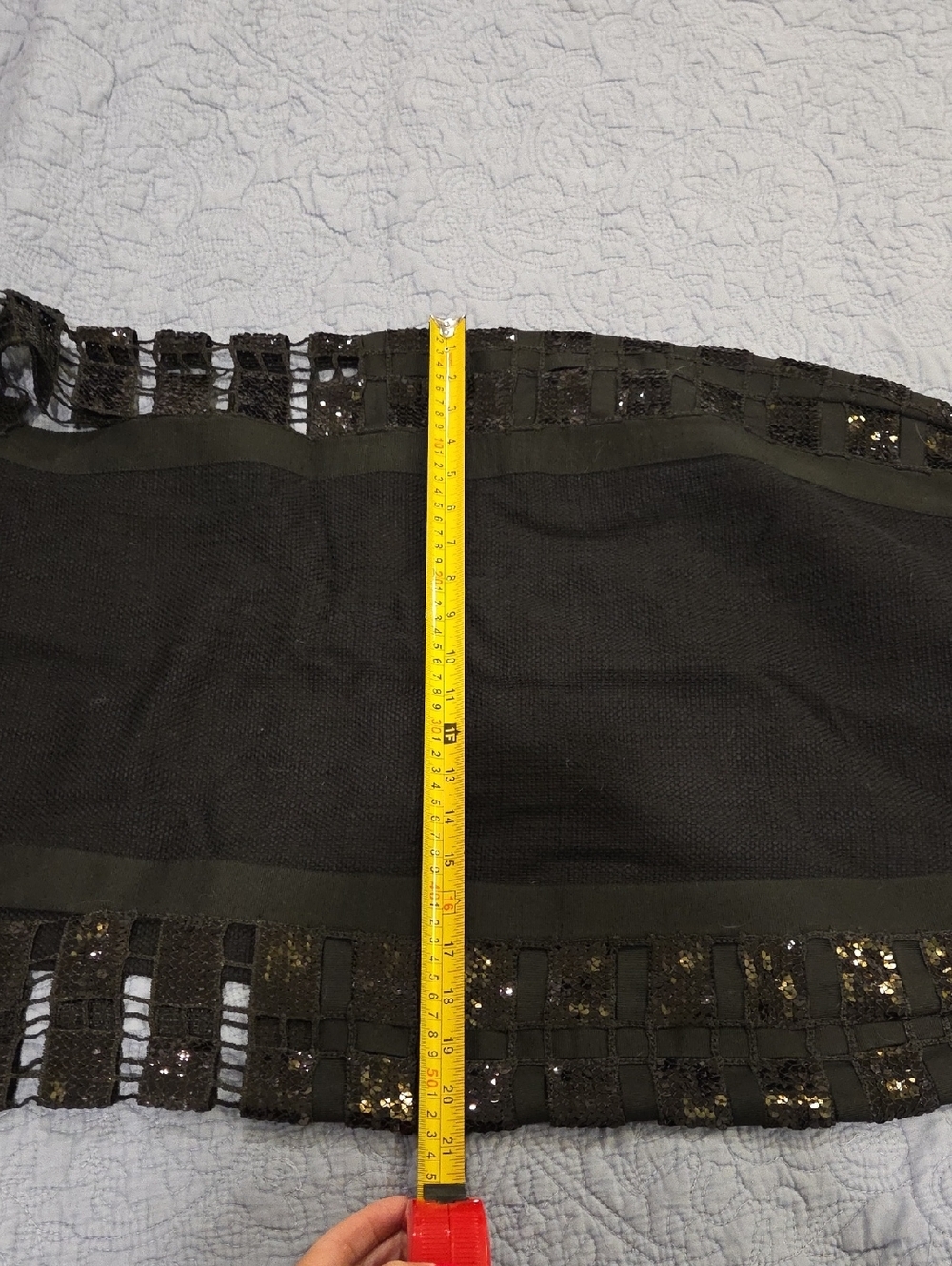 Elie Tahari Black Midi Skirt with Sequin Side Cutouts Size 12! - Picture 10 of 12